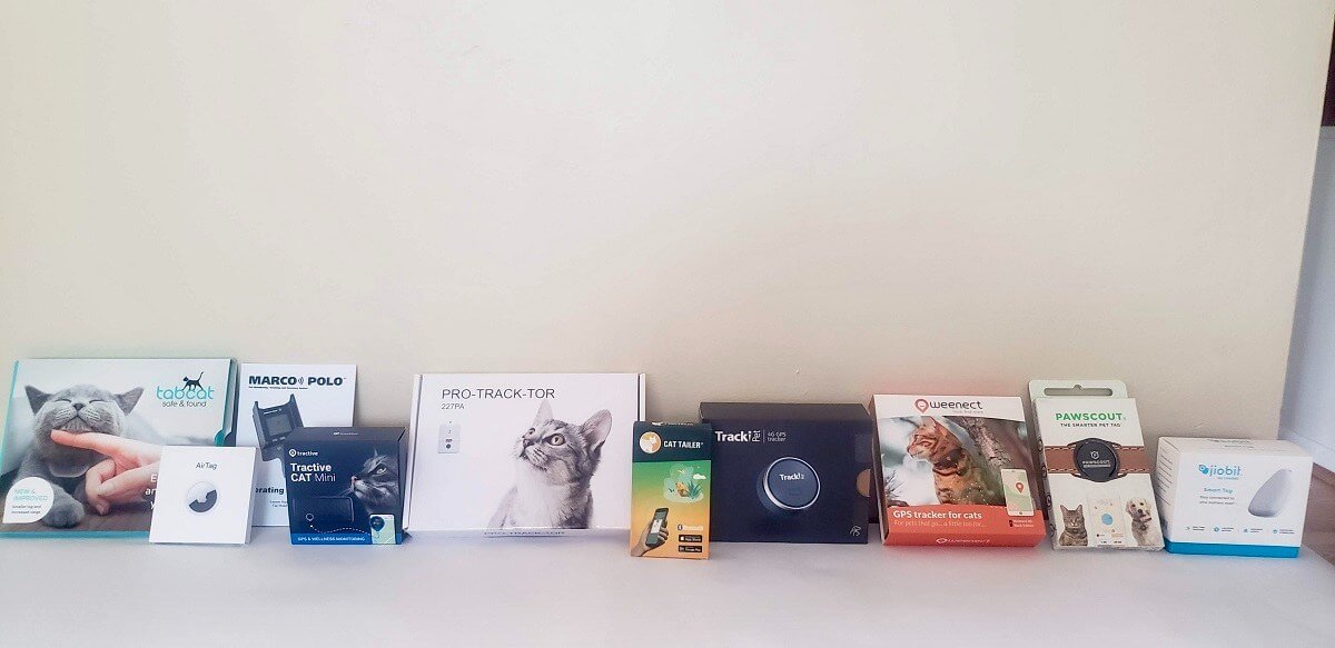 lineup of 10 cat trackers